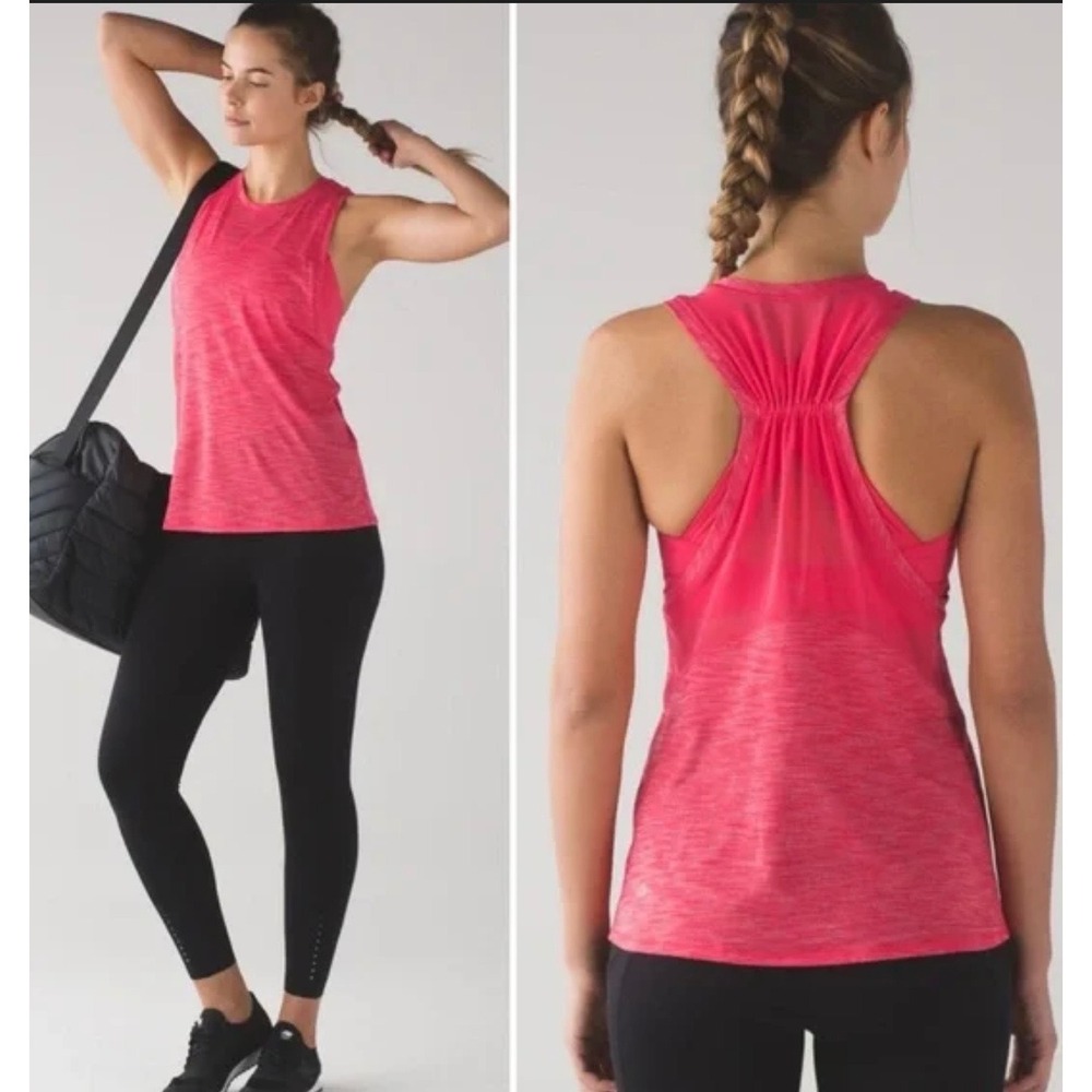 Lululemon Athletica Work The Circuit Tank Heathered Lush Coral Workout Top 4‎